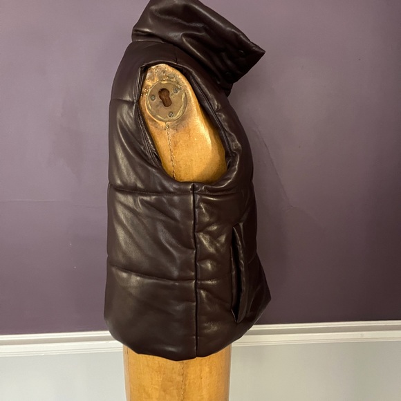 Nanushka Vegan Leather Modern Puffer Vest in AubergineFeels like BUTTAH! - Picture 7 of 12